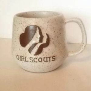 Vintage Girl Scouts Mug Raised Logo Speckled